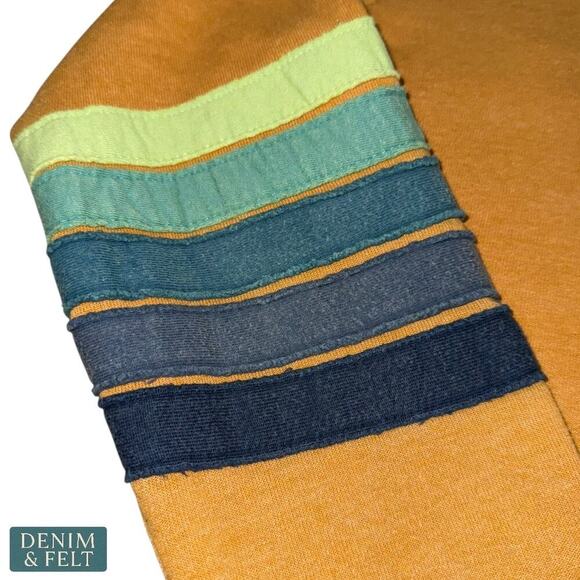 Aviator Nation Aspen Zip Hoodie Mustard Yellow Striped Sleeves Size Large RARE!! - Picture 10 of 15